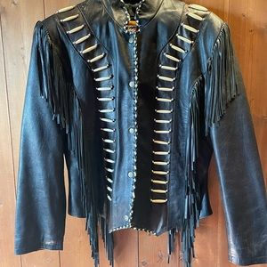 Fringed leather jacket